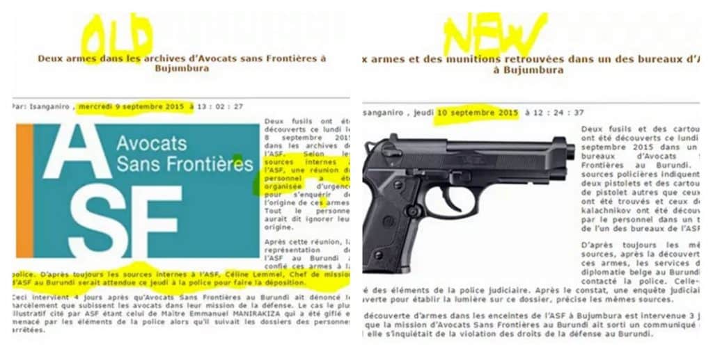 collage des deux articles d'Isanganiro